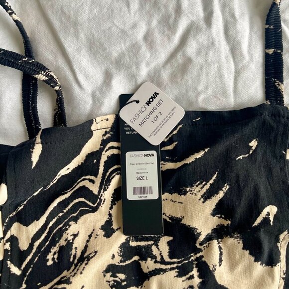 NWT Black and White Midi Ruched Skirt Set - Picture 7 of 8